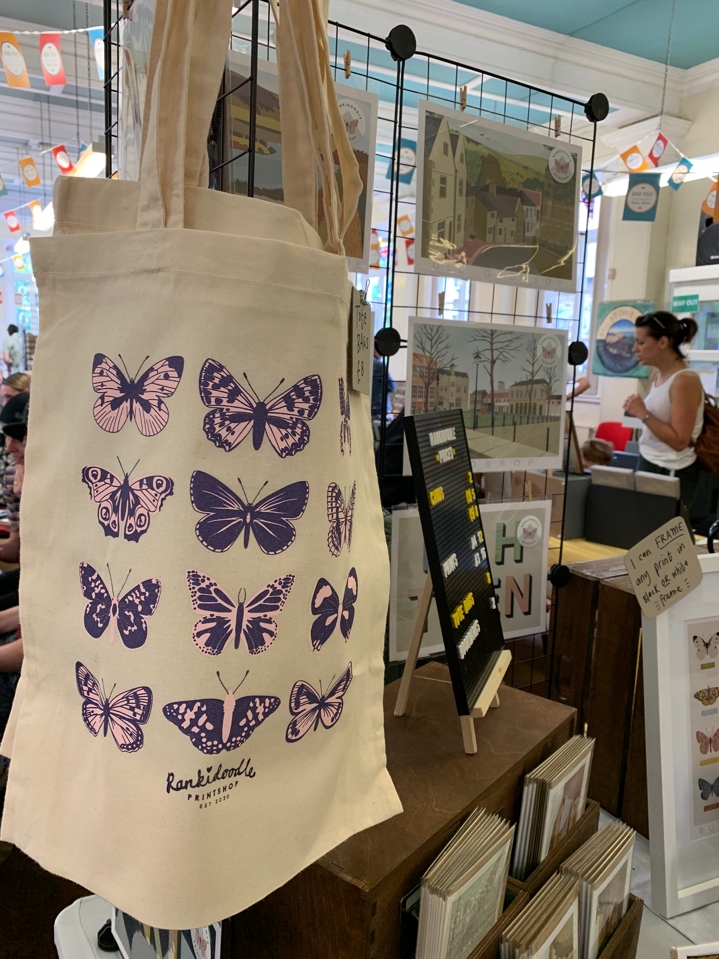 SCREENPRINTED BUTTERFLY TOTE BAG