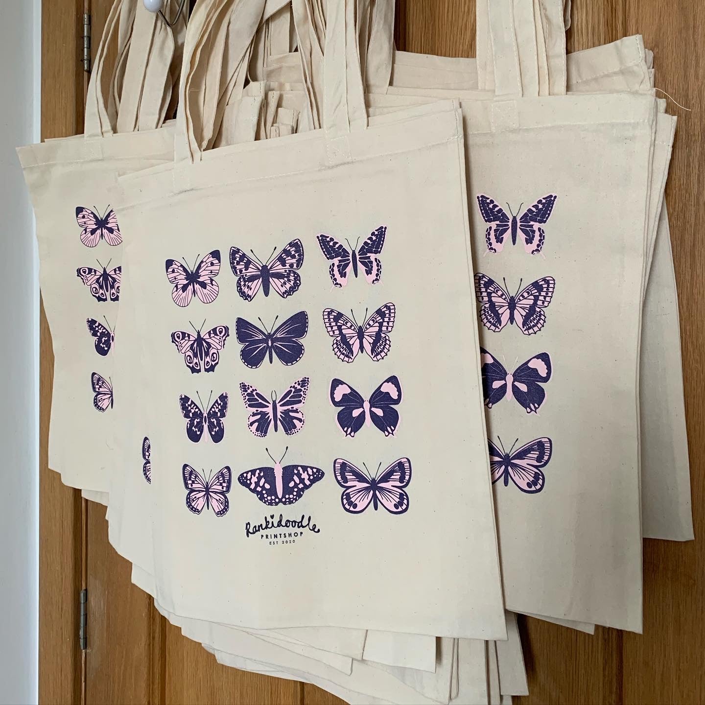 SCREENPRINTED BUTTERFLY TOTE BAG