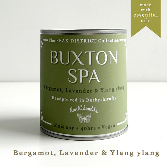 Buxton Spa | Candle in a Tin | Essential oil candle | Spa Candle | 240g | 100% soy | vegan | 40 hours | Scented candle