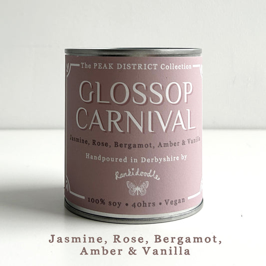 Glossop Carnival | Candle in a Tin | Floral Candle | 240g | 100% soy | vegan | 40 hours | Scented candle