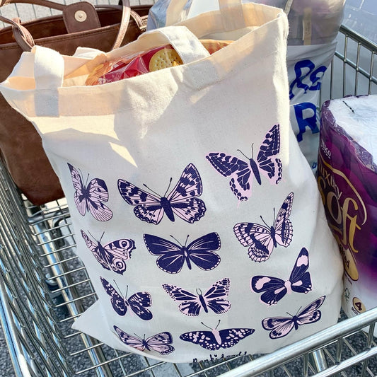 SCREENPRINTED BUTTERFLY TOTE BAG